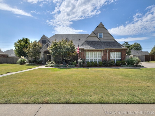 view of front of home featuring a front lawn