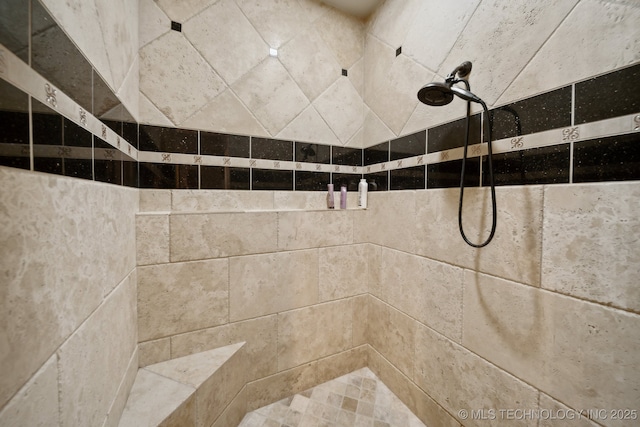 interior details with tiled shower