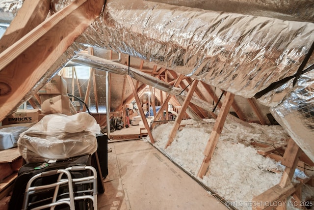 view of unfinished attic