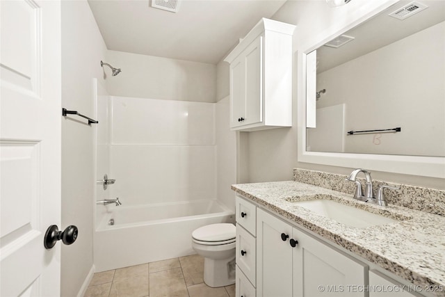 full bathroom featuring tile patterned floors, vanity, toilet, and tub / shower combination