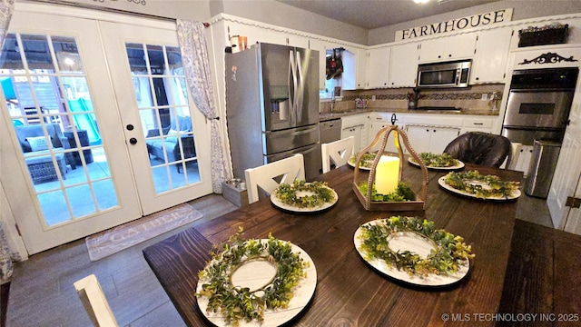 dining room featuring french doors