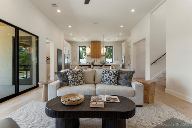 living room featuring light hardwood / wood-style floors