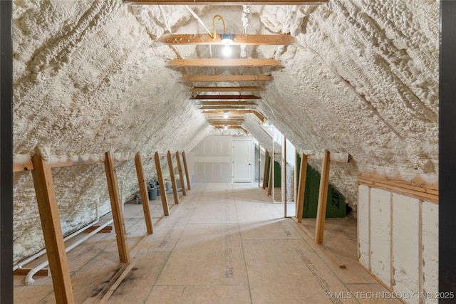 view of unfinished attic