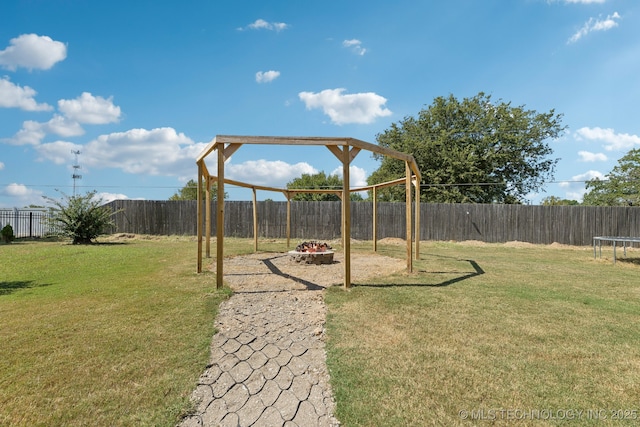 view of yard featuring a trampoline