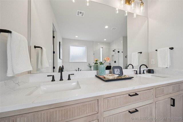 2509 E 134th Cir, Bixby, OK 74008 - bathroom with double vanity and a shower stall