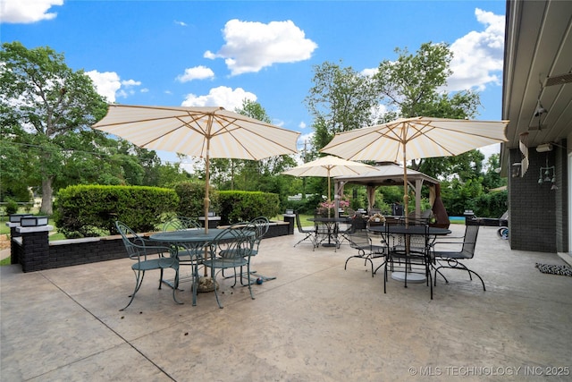 view of patio / terrace with a gazebo