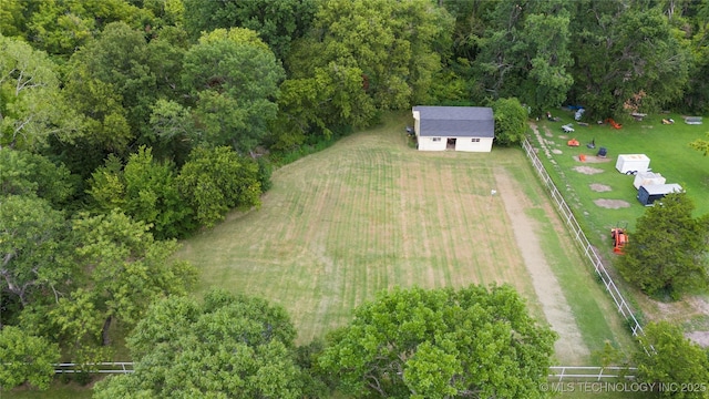 bird's eye view with a rural view