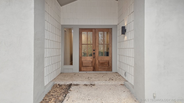 view of exterior entry with french doors