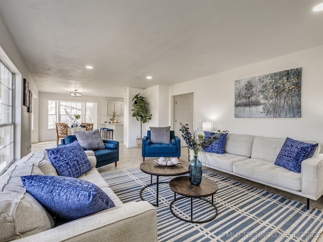 living room featuring light wood-type flooring