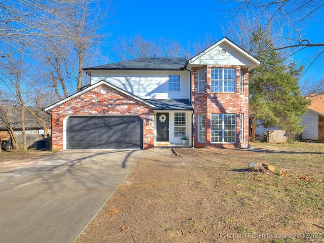 view of front property with a garage