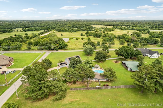 bird's eye view featuring a rural view