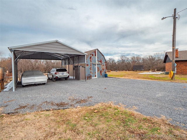 exterior space featuring a carport