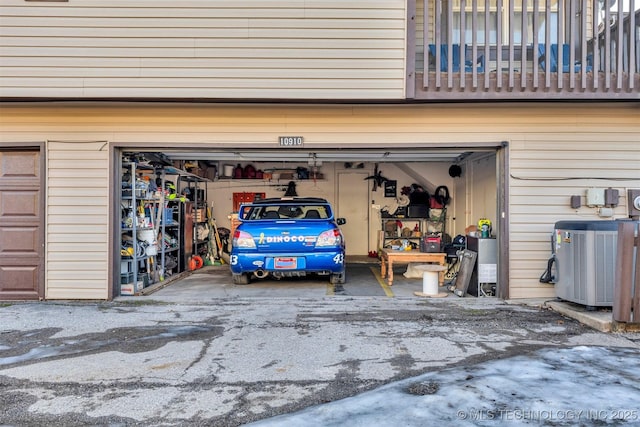 garage with cooling unit