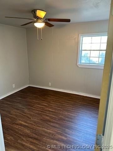 empty room with dark wood-type flooring