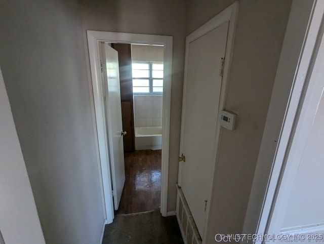 hall featuring dark hardwood / wood-style floors