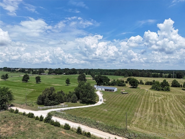 drone / aerial view featuring a rural view