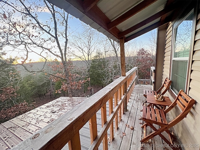 wooden balcony with a deck