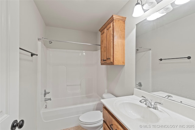 full bathroom featuring toilet, vanity, and shower / bathing tub combination