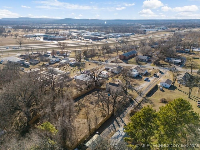 birds eye view of property featuring a mountain view