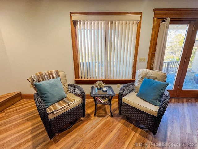 sitting room featuring wood-type flooring