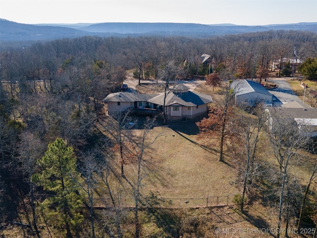 birds eye view of property with a mountain view