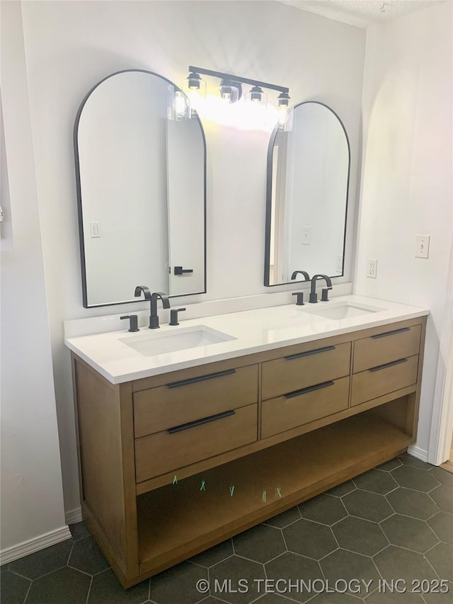 bathroom featuring vanity and tile patterned floors