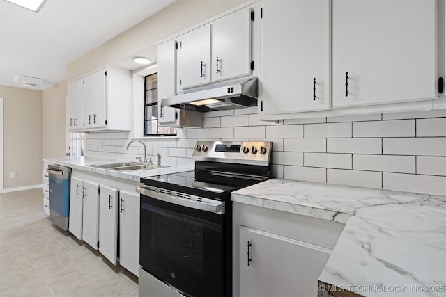 kitchen with white cabinetry, sink, and stainless steel appliances