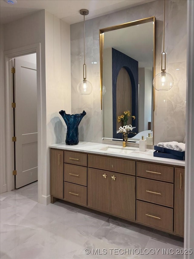 5835 E 139th St S, Bixby, OK 74008 - bathroom with vanity and marble finish flooring