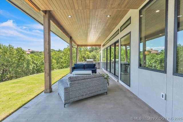 5835 E 139th St S, Bixby, OK 74008 - view of patio / terrace featuring an outdoor living space and grilling area