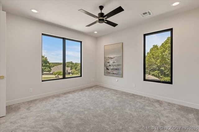 5835 E 139th St S, Bixby, OK 74008 - empty room featuring carpet, recessed lighting, and a ceiling fan