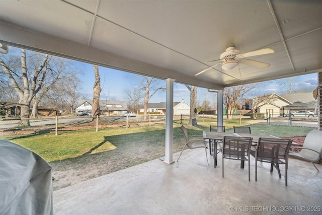 view of patio featuring grilling area and ceiling fan