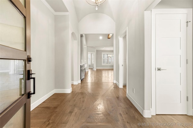 hall with light wood-type flooring