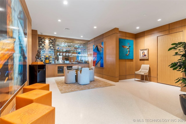 reception area with indoor bar