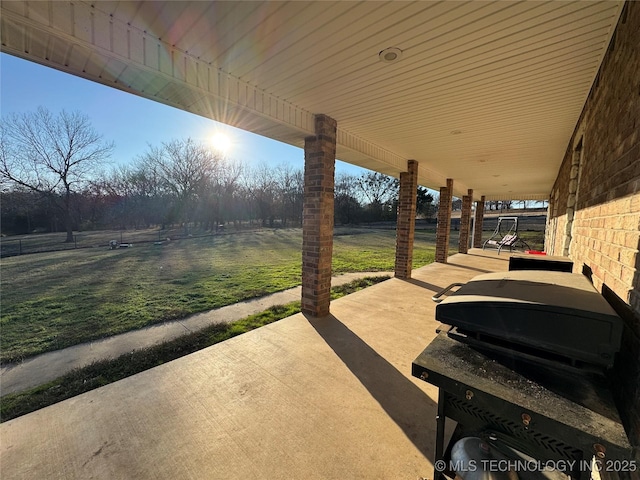 view of patio with a porch and grilling area