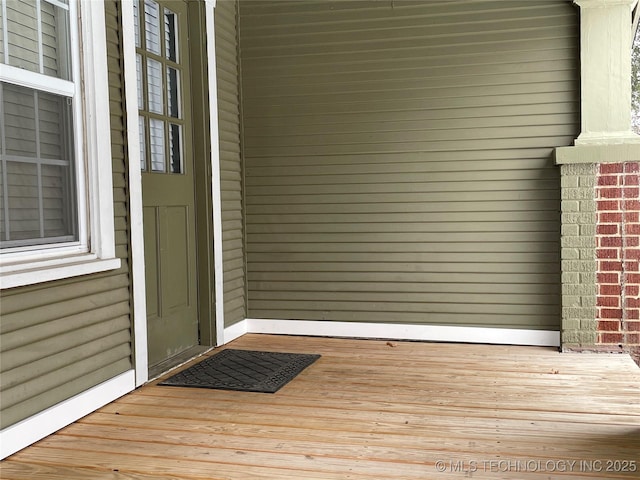 deck featuring a porch