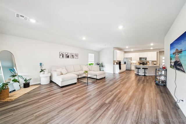 living room with light wood-type flooring