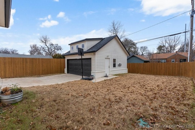 exterior space featuring a garage