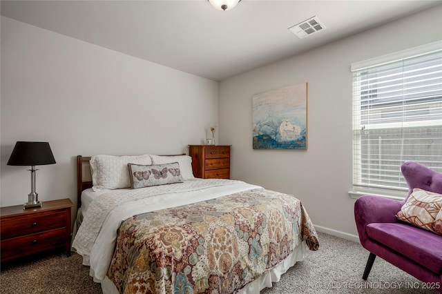 bedroom with light carpet