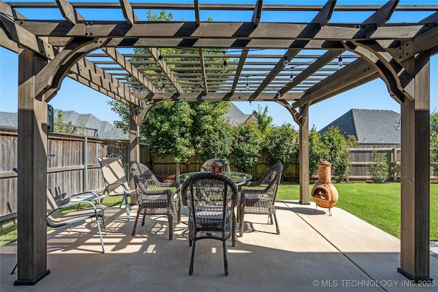 view of patio with a pergola