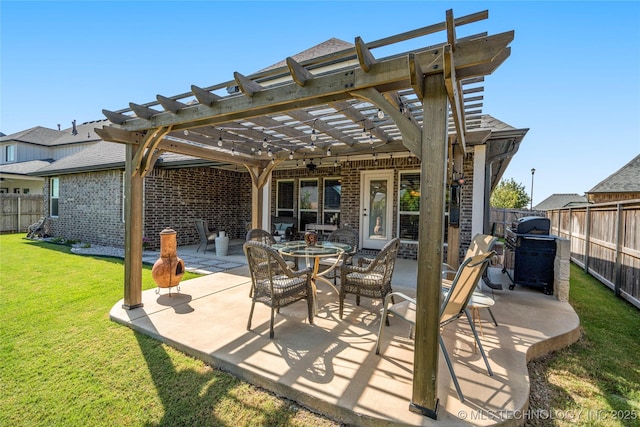 view of patio featuring a pergola