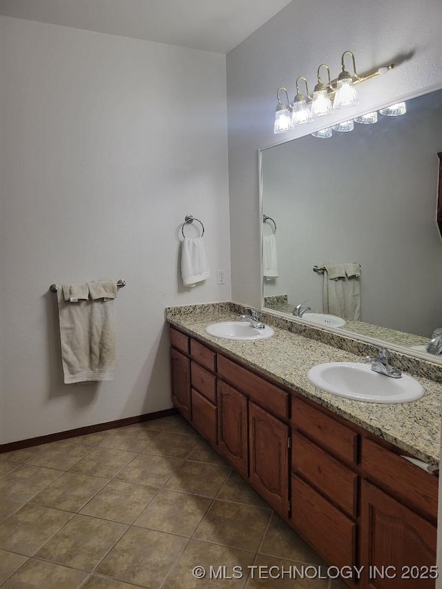 bathroom featuring tile patterned flooring, vanity, and toilet