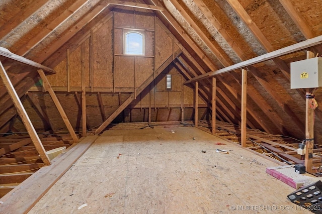 view of unfinished attic