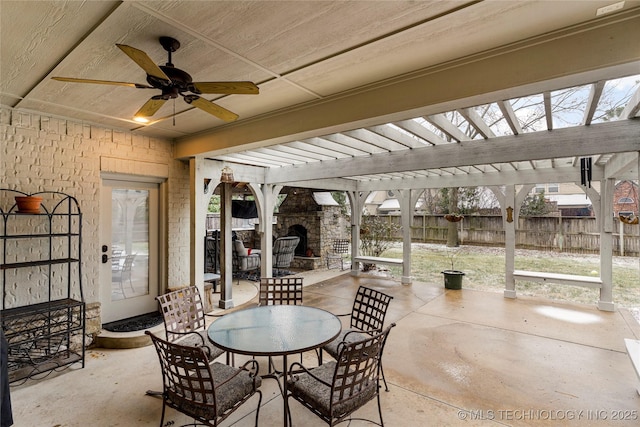 view of patio with a pergola and ceiling fan