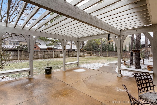 view of patio / terrace featuring a pergola