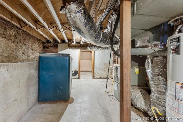 basement with water heater