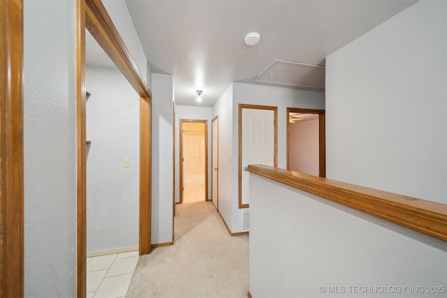 1504 N 26th St, Broken Arrow, OK 74014 - hallway featuring an upstairs landing, attic access, and light colored carpet