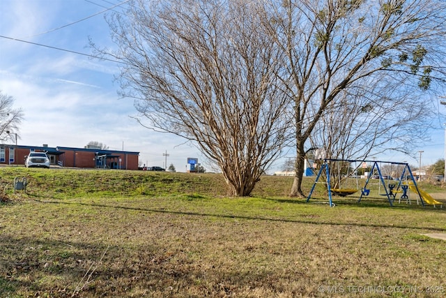 view of yard with a playground