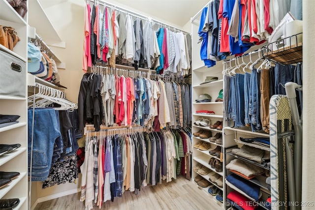 walk in closet featuring wood-type flooring