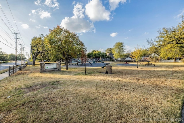 view of yard with a playground