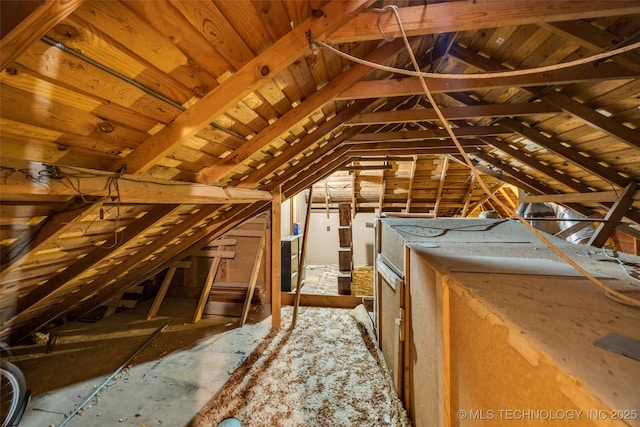 view of unfinished attic